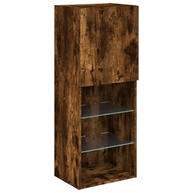 vidaXL TV skrinka s LED svetlami dymový dub 40,5x30x102 cm