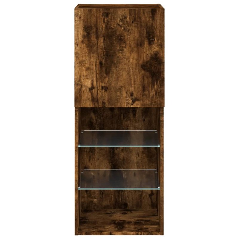 vidaXL TV skrinka s LED svetlami dymový dub 40,5x30x102 cm