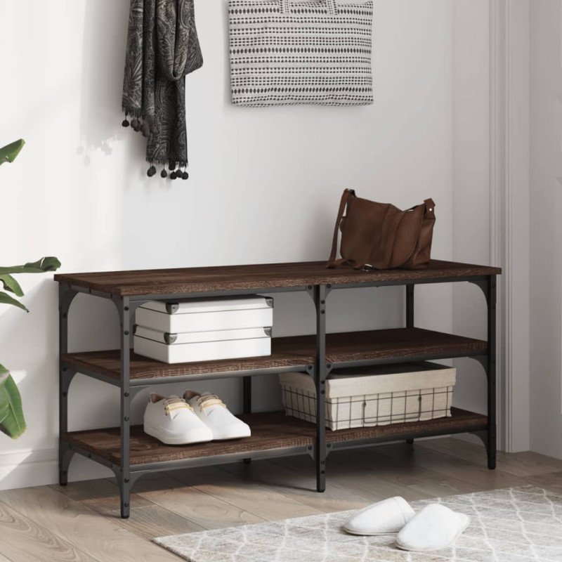 vidaXL Lavička na topánky hnedý dub 100x38,5x49 cm kompozitné drevo