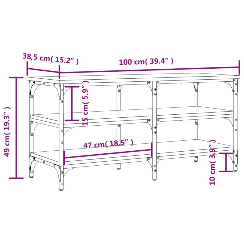 vidaXL Lavička na topánky hnedý dub 100x38,5x49 cm kompozitné drevo