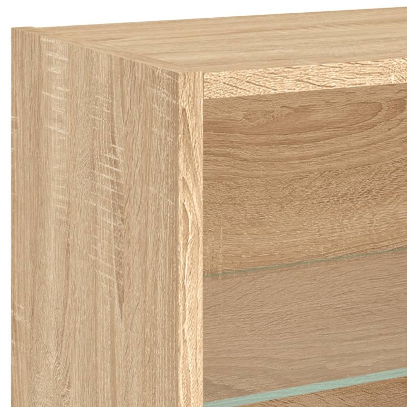 vidaXL Nočný stolík s LED svetlami nástenný dub sonoma