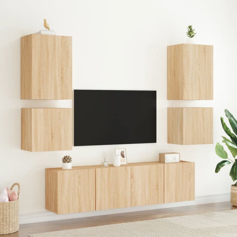 vidaXL TV nástenné skrinky 2 ks dub sonoma 40,5x30x40 cm kompoz. drevo