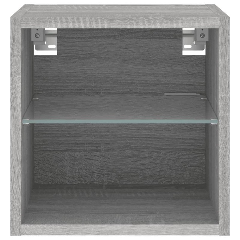 vidaXL TV nástenná skrinka s LED svetlami sivá sonoma 30x28,5x30 cm