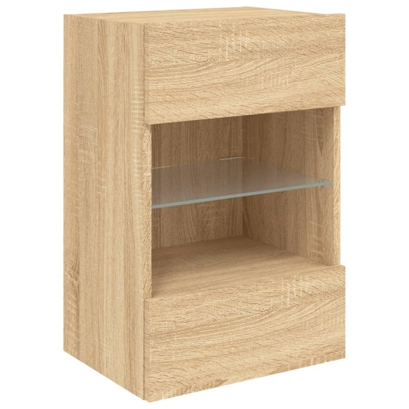 vidaXL TV nástenná skrinka s LED svetlami dub sonoma 40x30x60,5 cm