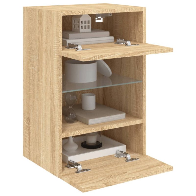 vidaXL TV nástenná skrinka s LED svetlami dub sonoma 40x30x60,5 cm