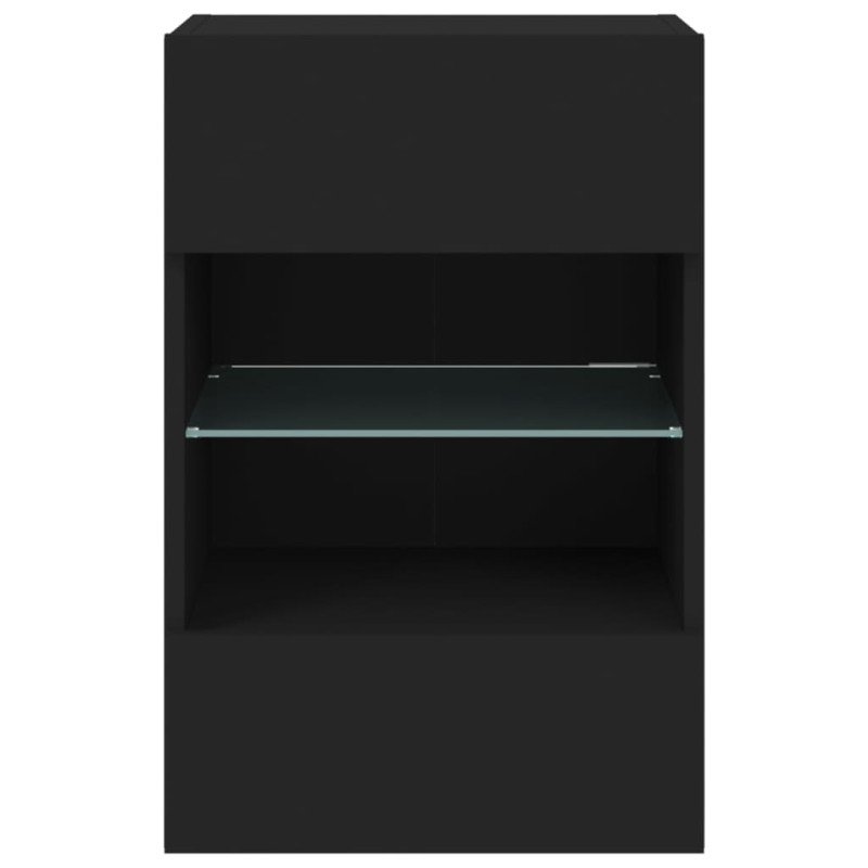 vidaXL TV nástenná skrinka s LED svetlami čierna 40x30x60,5 cm