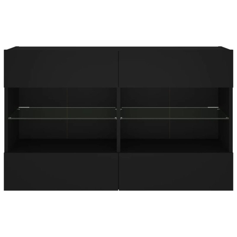 vidaXL TV nástenná skrinka s LED svetlami čierna 98,5x30x60,5 cm