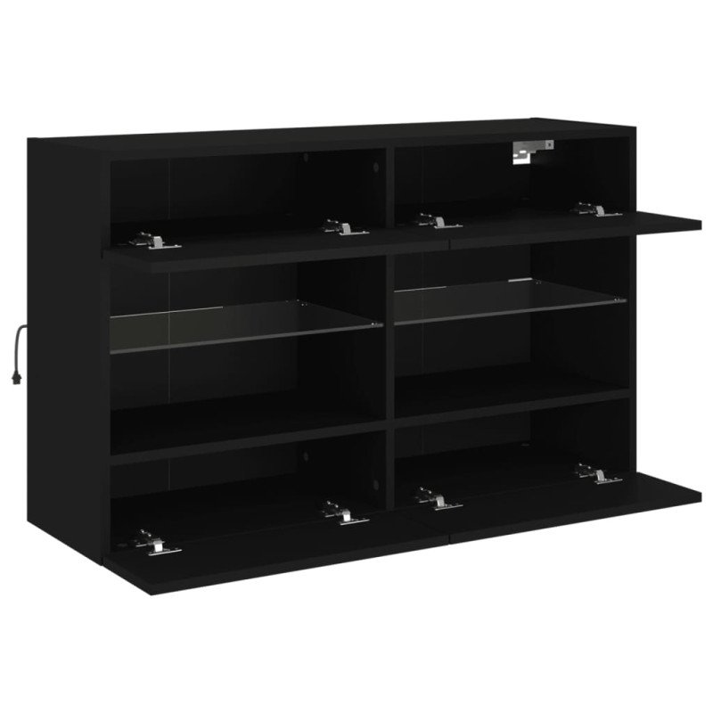 vidaXL TV nástenná skrinka s LED svetlami čierna 98,5x30x60,5 cm