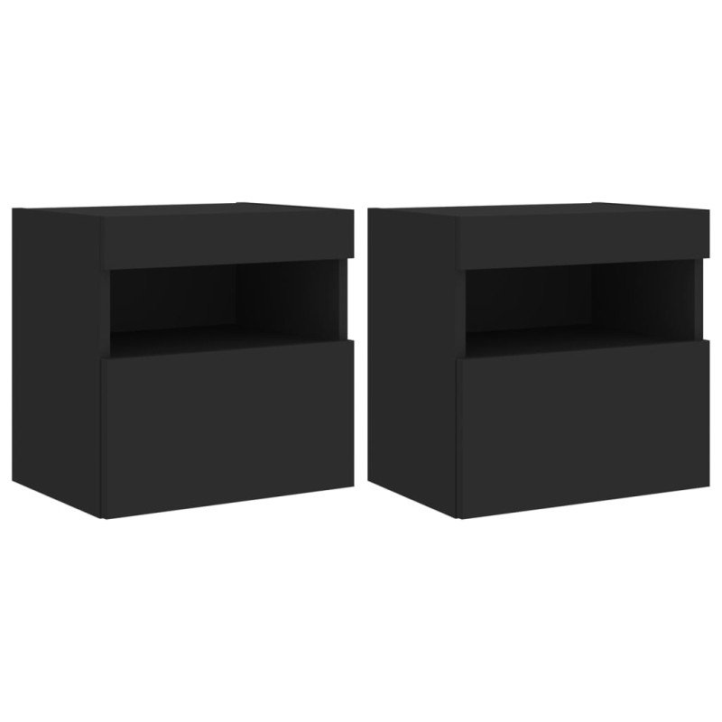 vidaXL TV nástenné skrinky s LED svetlami 2 ks čierne 40x30x40 cm