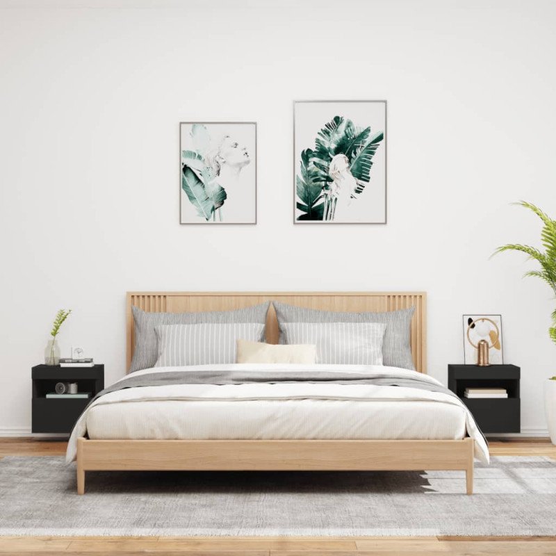 vidaXL TV nástenné skrinky s LED svetlami 2 ks čierne 40x30x40 cm