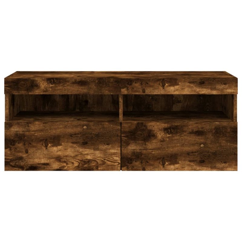 vidaXL TV nástenná skrinka s LED svetlami dymový dub 100x30x40 cm