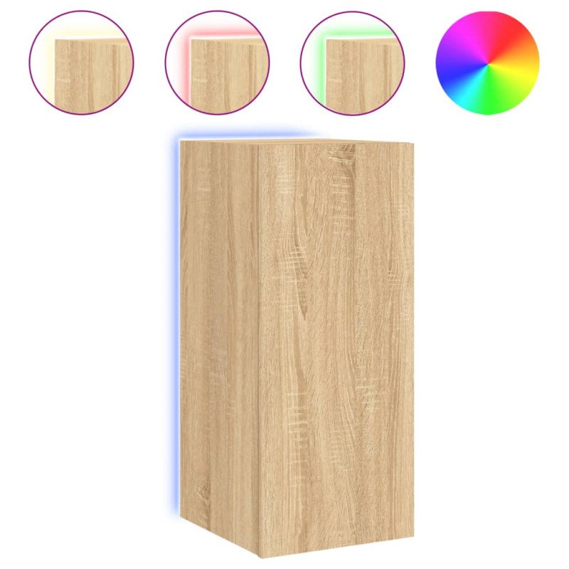 vidaXL TV nástenná skrinka s LED svetlami dub sonoma 30,5x35x70 cm