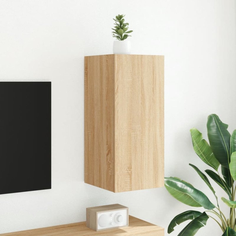 vidaXL TV nástenná skrinka s LED svetlami dub sonoma 30,5x35x70 cm