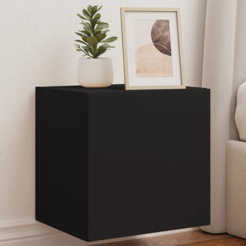 vidaXL TV nástenná skrinka s LED svetlami čierna 40,5x35x40 cm
