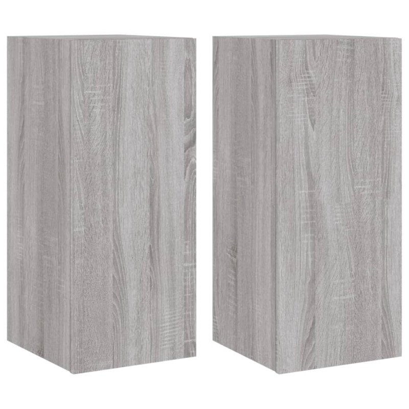 vidaXL TV nástenné skrinky s LED svetlami 2ks sivé sonoma 30,5x35x70cm