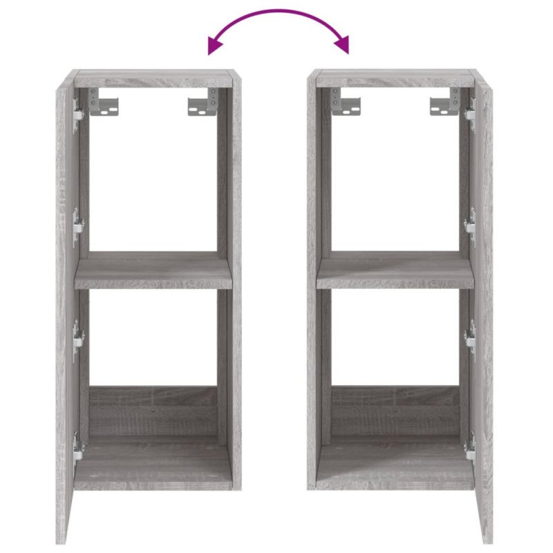 vidaXL TV nástenné skrinky s LED svetlami 2ks sivé sonoma 30,5x35x70cm