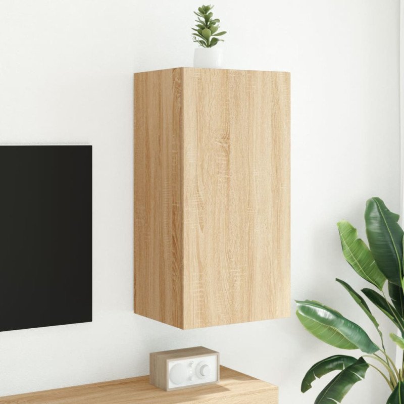 vidaXL TV nástenná skrinka s LED svetlami dub sonoma 40,5x35x80 cm