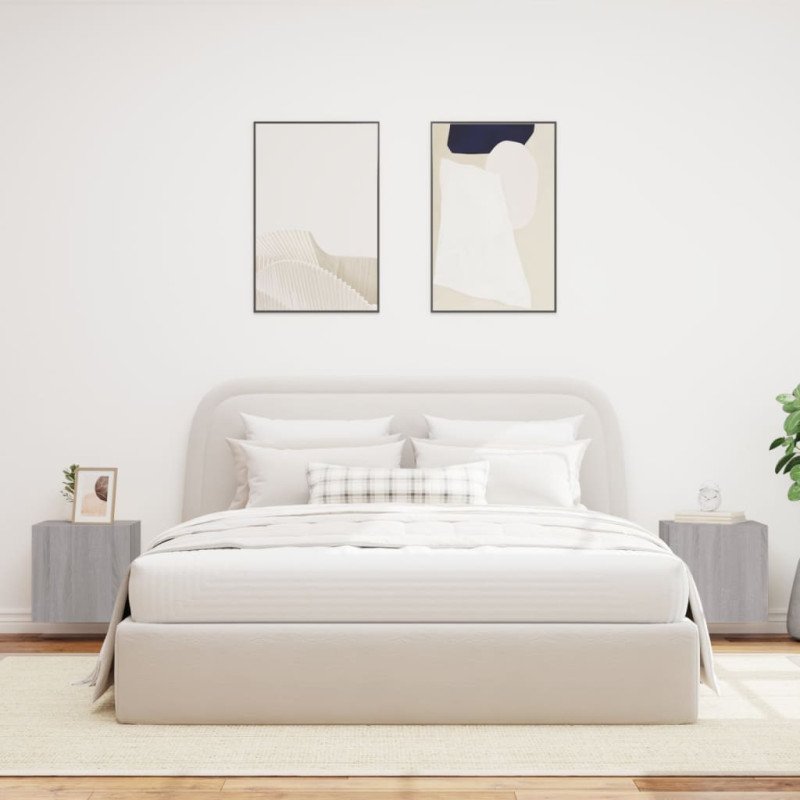 vidaXL TV nástenné skrinky s LED svetlami 2ks sivý sonoma 40,5x35x40cm