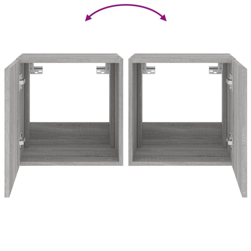 vidaXL TV nástenné skrinky s LED svetlami 2ks sivý sonoma 40,5x35x40cm