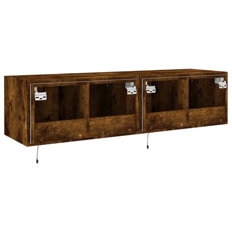 vidaXL TV nástenné skrinky s LED svetlami 2 ks dymový dub 60x35x31 cm