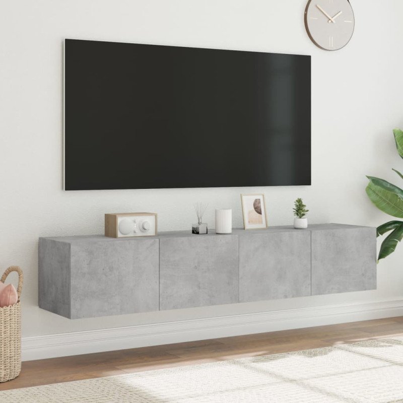 vidaXL TV nástenné skrinky s LED svetlami 2 ks betón. sivé 80x35x31 cm