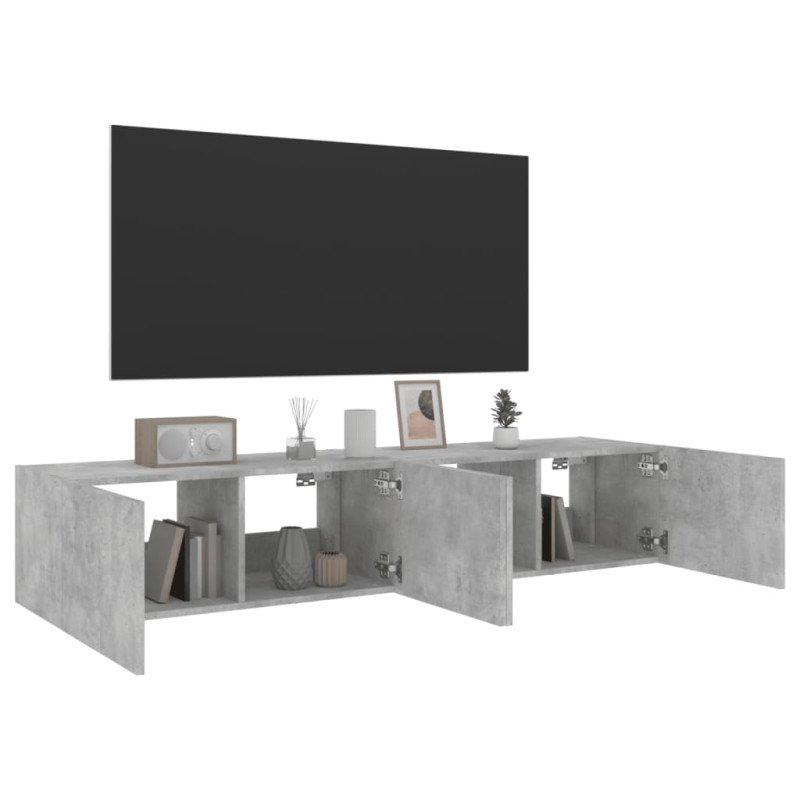 vidaXL TV nástenné skrinky s LED svetlami 2 ks betón. sivé 80x35x31 cm