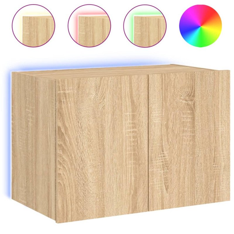 vidaXL TV nástenná skrinka s LED svetlami dub sonoma 60x35x41 cm