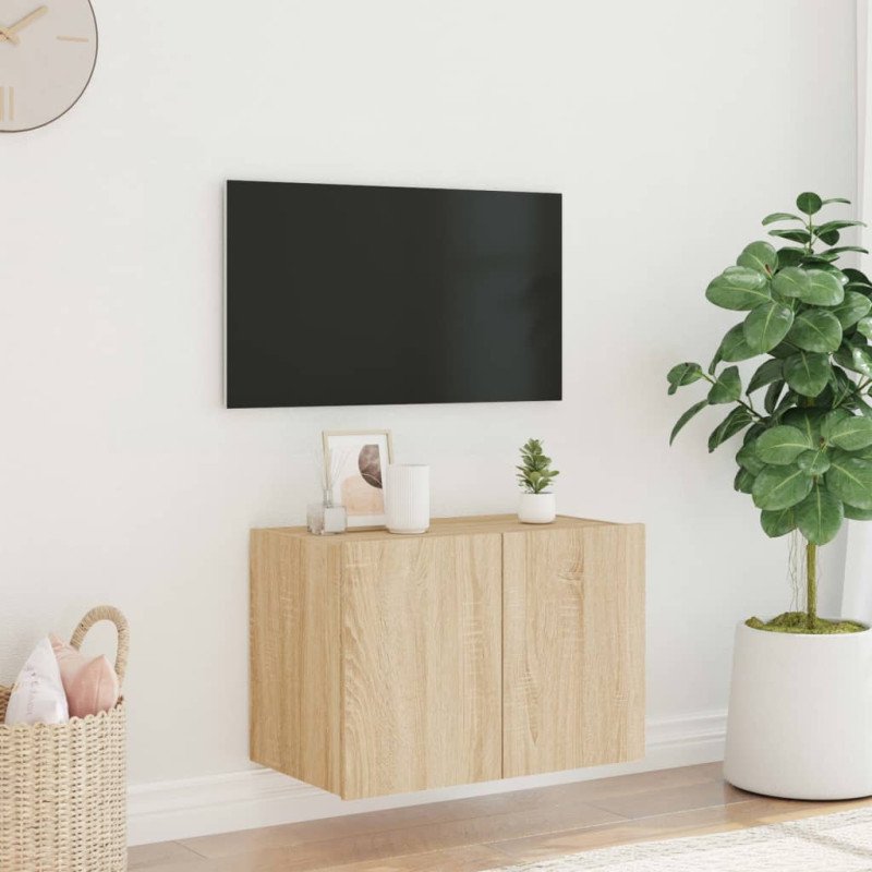 vidaXL TV nástenná skrinka s LED svetlami dub sonoma 60x35x41 cm