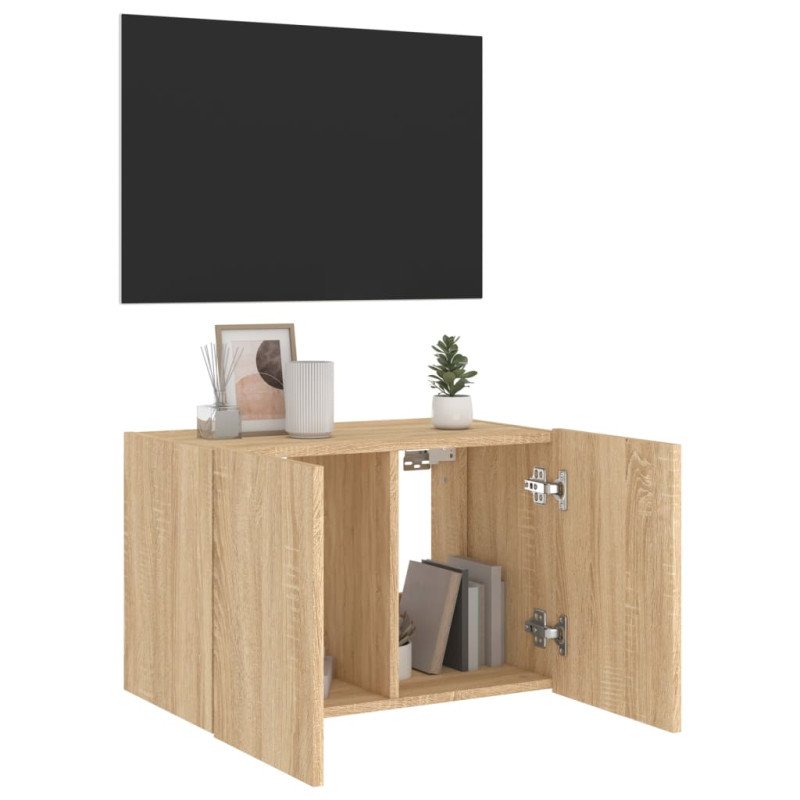 vidaXL TV nástenná skrinka s LED svetlami dub sonoma 60x35x41 cm