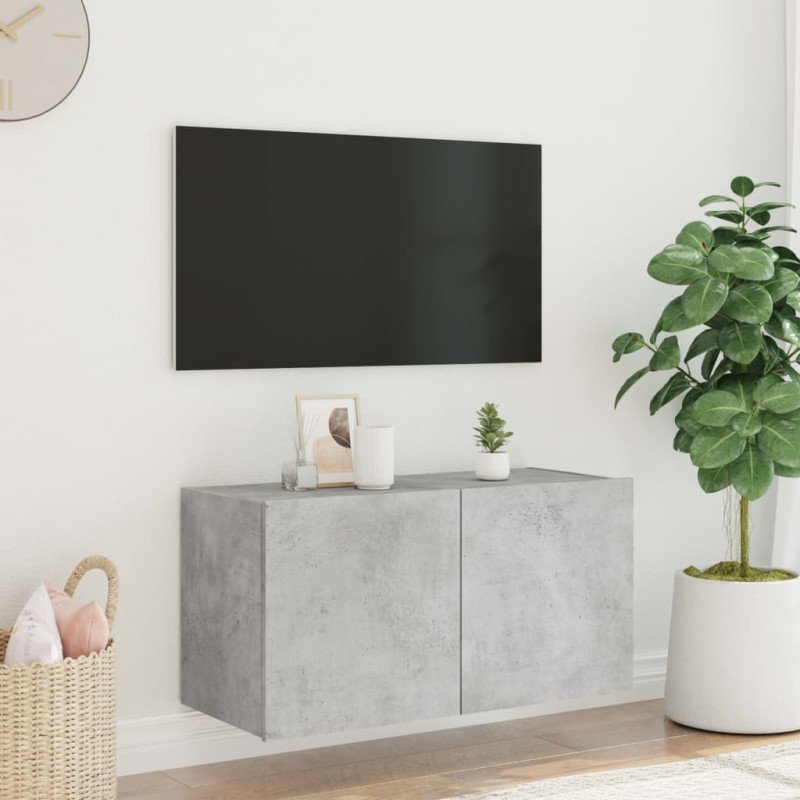 vidaXL TV nástenná skrinka s LED svetlami betónovo sivá 80x35x41 cm