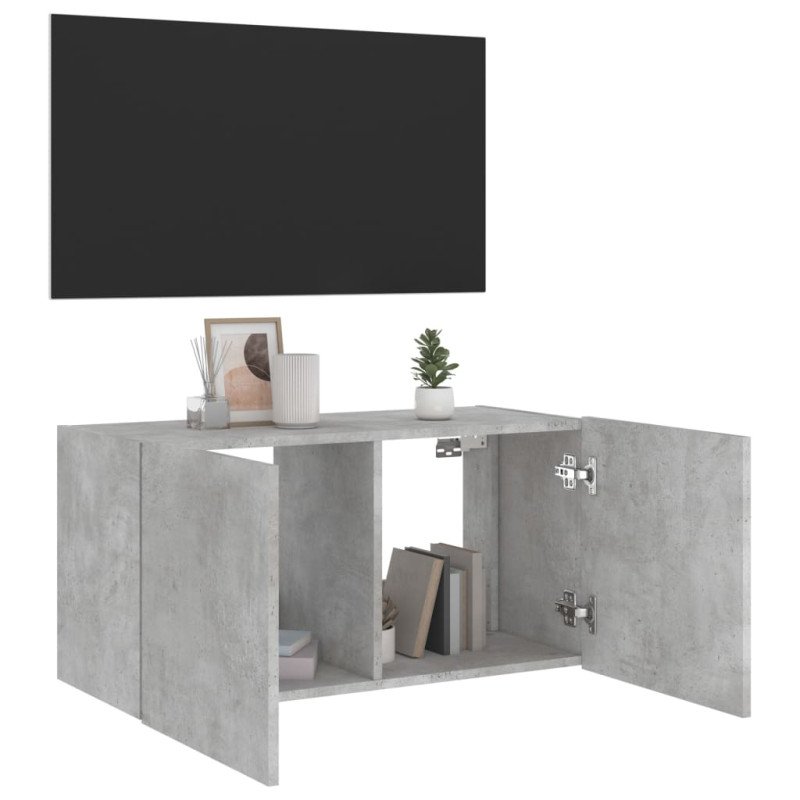 vidaXL TV nástenná skrinka s LED svetlami betónovo sivá 80x35x41 cm