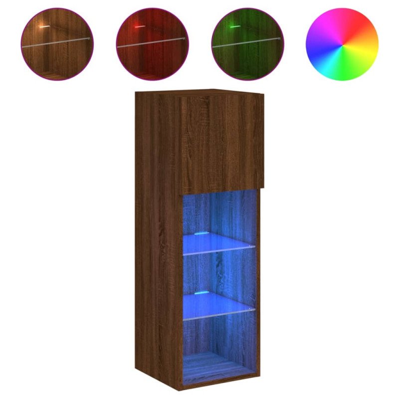 vidaXL TV skrinky s LED svetlami 2 ks hnedý dub 30,5x30x90 cm