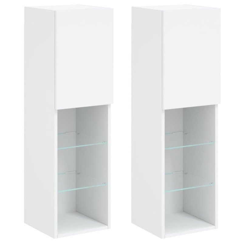 vidaXL TV skrinky s LED svetlami 2 ks biele 30,5x30x102 cm