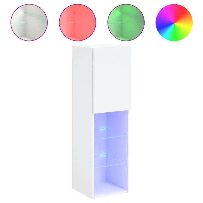 vidaXL TV skrinky s LED svetlami 2 ks biele 30,5x30x102 cm