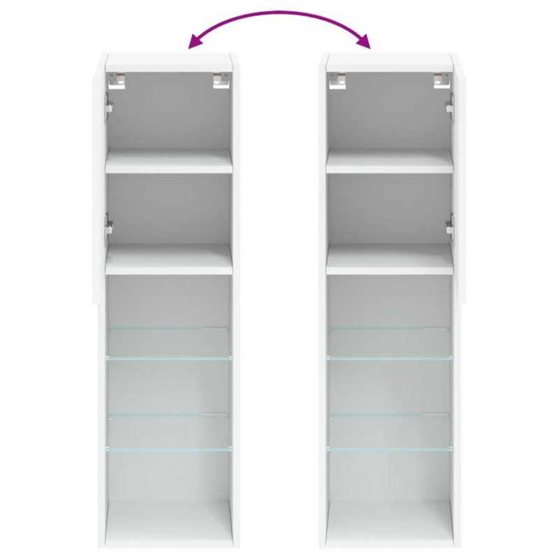 vidaXL TV skrinky s LED svetlami 2 ks biele 30,5x30x102 cm