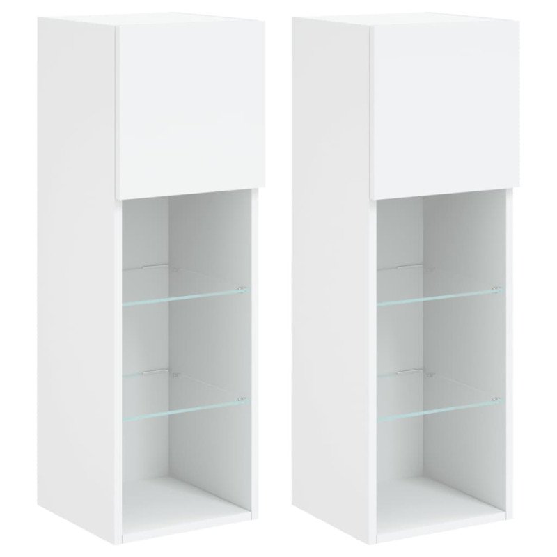 vidaXL TV skrinky s LED svetlami 2 ks biele 30,5x30x90 cm