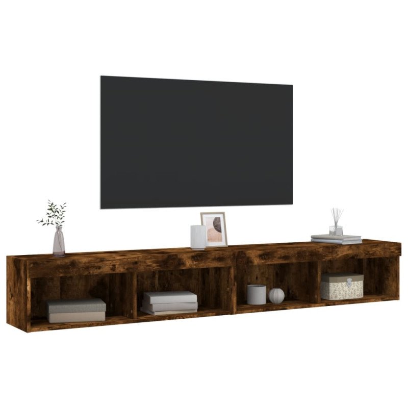 vidaXL TV skrinky s LED svetlami 2 ks dymový dub 100x30x30 cm