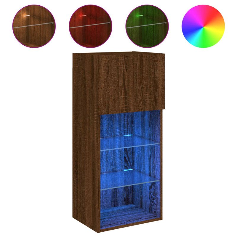 vidaXL TV skrinky s LED svetlami 2 ks hnedý dub 40,5x30x90 cm