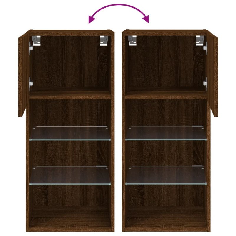 vidaXL TV skrinky s LED svetlami 2 ks hnedý dub 40,5x30x90 cm