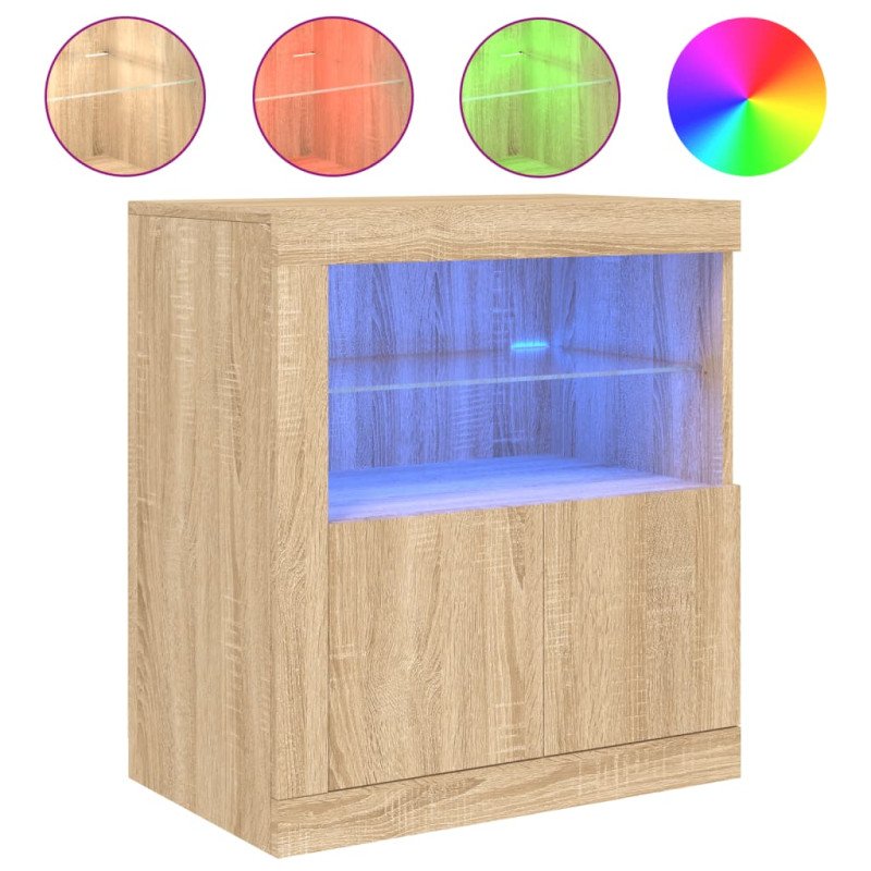 vidaXL Komoda s LED svetlami dub sonoma 60,5x37x67 cm
