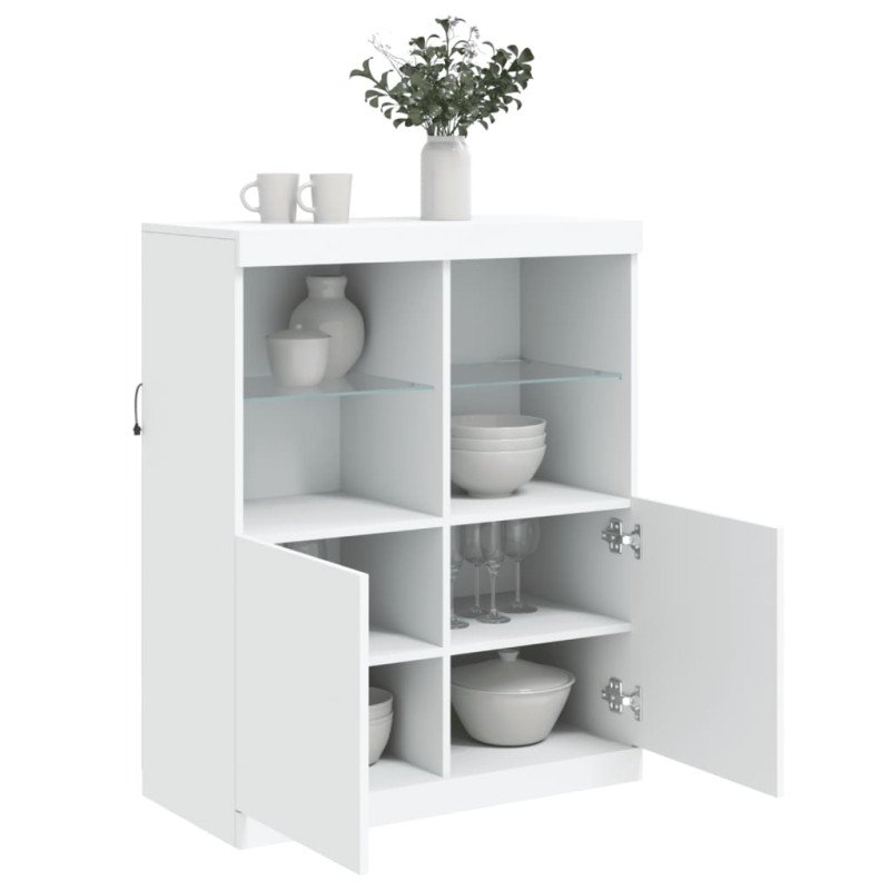 vidaXL Komoda s LED svetlami biela 81x37x100 cm