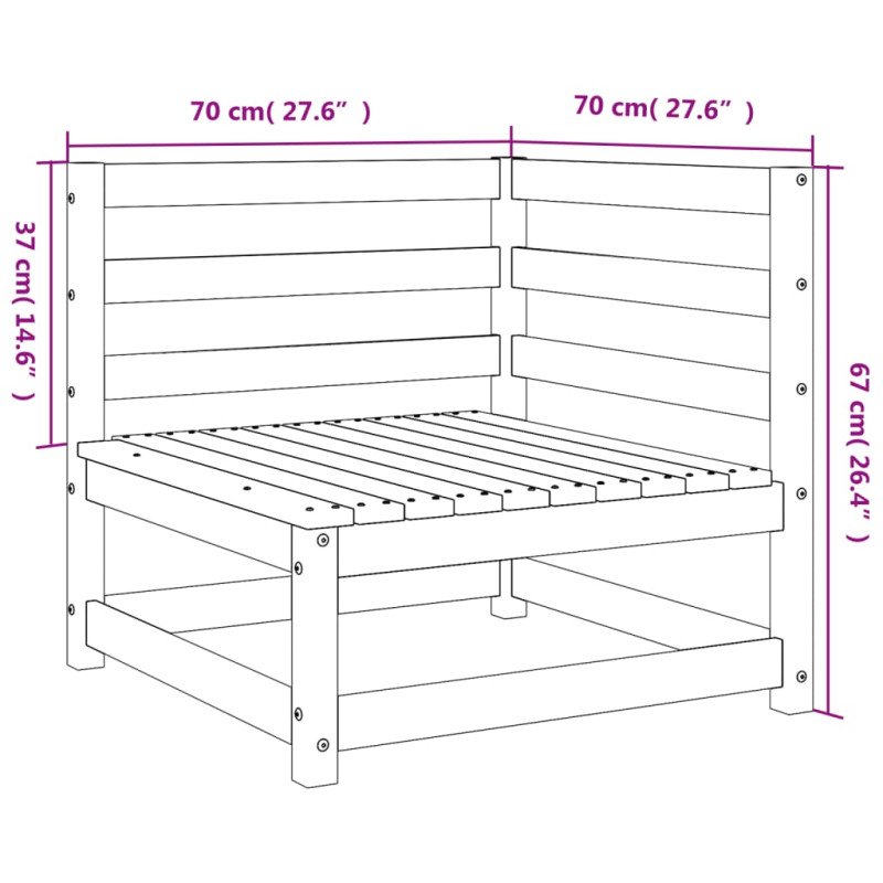 vidaXL Záhradné pohovky rohové 2 ks 70x70x67 cm masívna borovica
