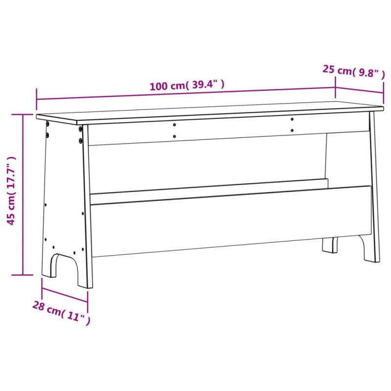 vidaXL Lavica do predsiene vosková hnedá 100x28x45 cm masívna borovica