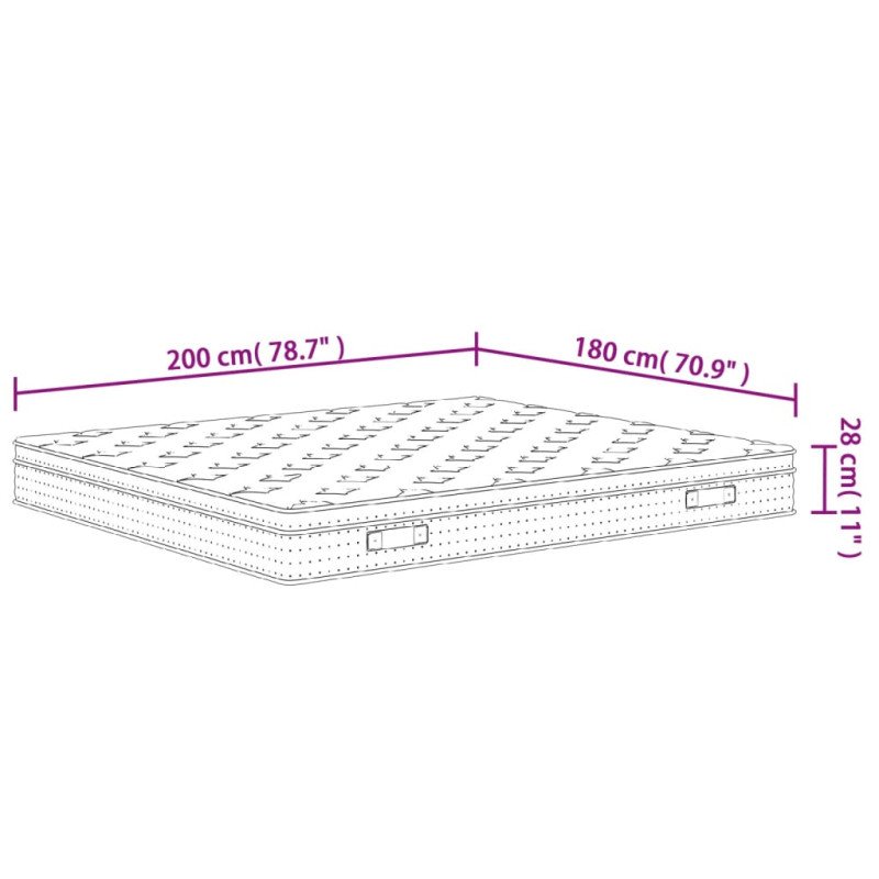 vidaXL Taštičkový pružinový matrac stredne tvrdý plus 180x200 cm