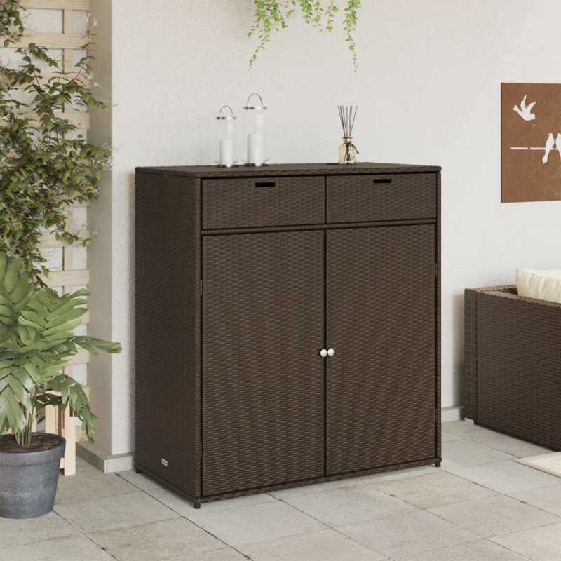 vidaXL Záhradná úložná skriňa hnedá 105x55x113 cm polyratan