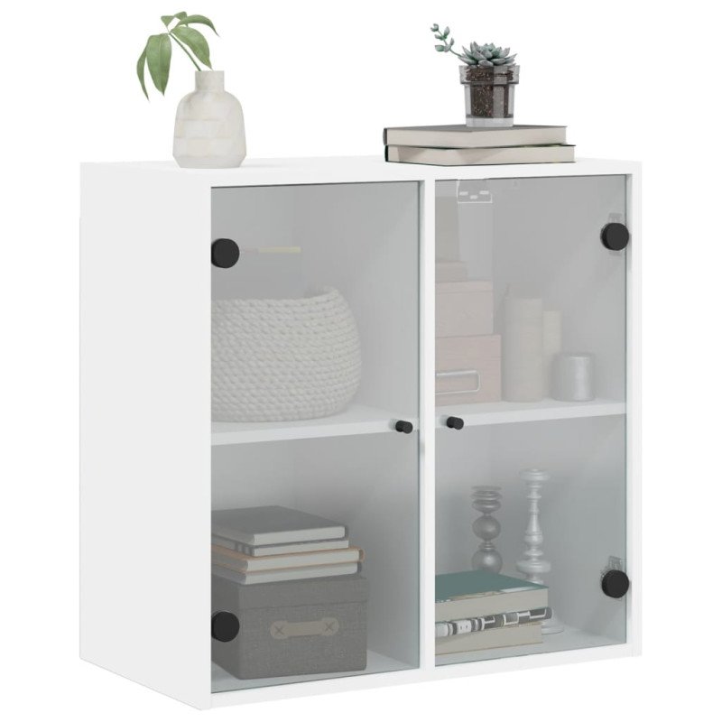 vidaXL Bočná skrinka so sklenenými dvierkami biela 68x37x68,5 cm