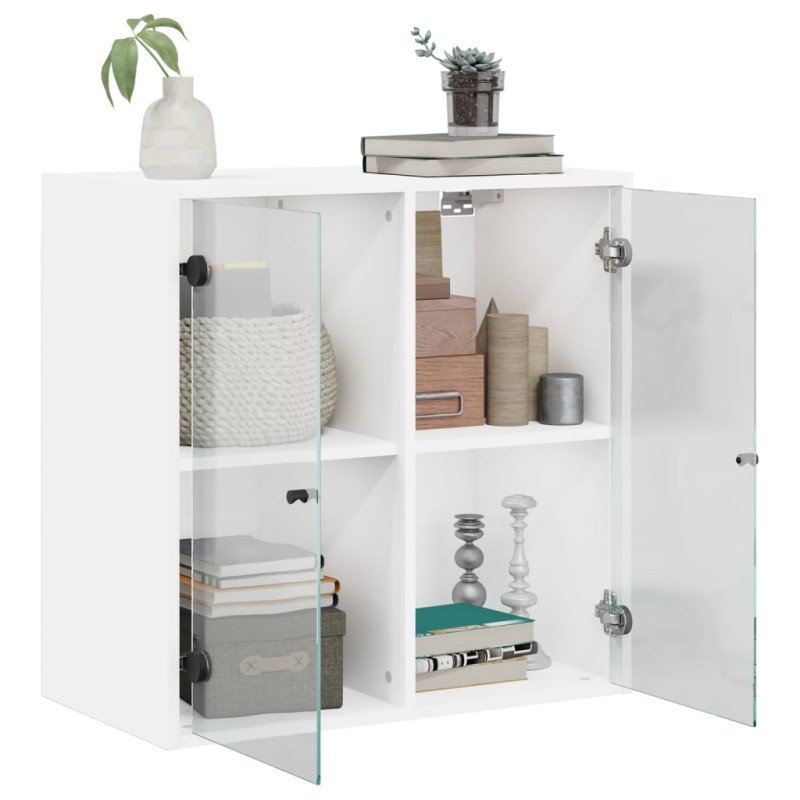 vidaXL Bočná skrinka so sklenenými dvierkami biela 68x37x68,5 cm