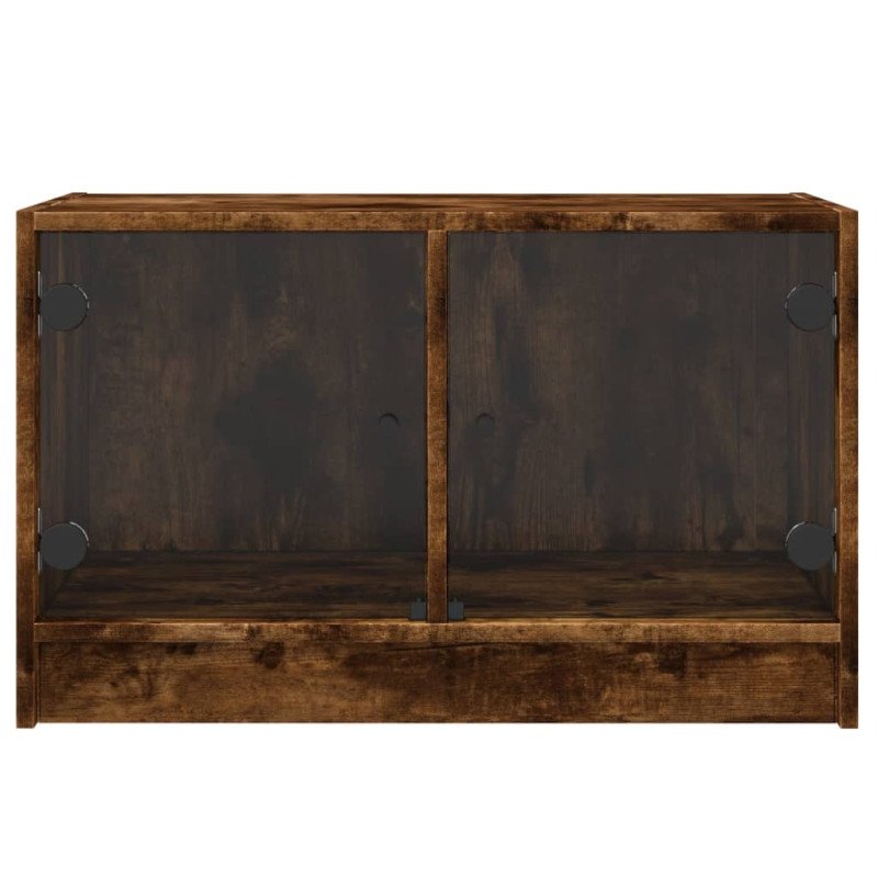 vidaXL TV skrinka so sklenenými dvierkami dymový dub 68x37x42 cm