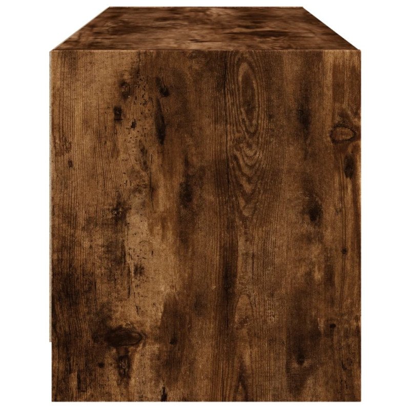 vidaXL TV skrinka so sklenenými dvierkami dymový dub 102x37x42 cm