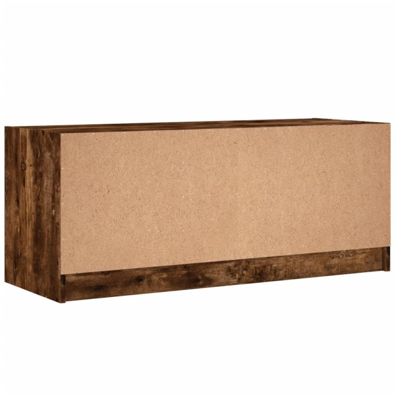 vidaXL TV skrinka so sklenenými dvierkami dymový dub 102x37x42 cm